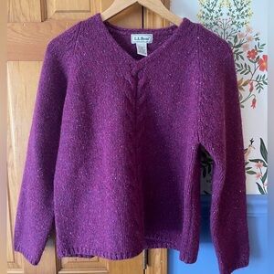 L.L. Bean Women's Cable-Front V-Neck Sweater